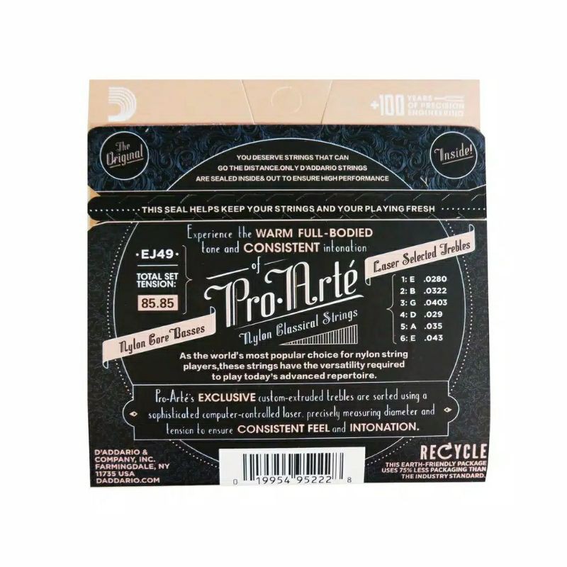 Senar Gitar Nylon Daddario Nilon Klasik Classic Akustik 1 SET EJ49 Normal Tension