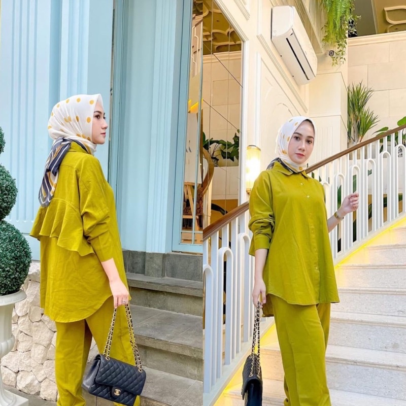 (RPA) ONE SET FURRY BLOUSE ATASAN KEMEJA WANITA RAYON