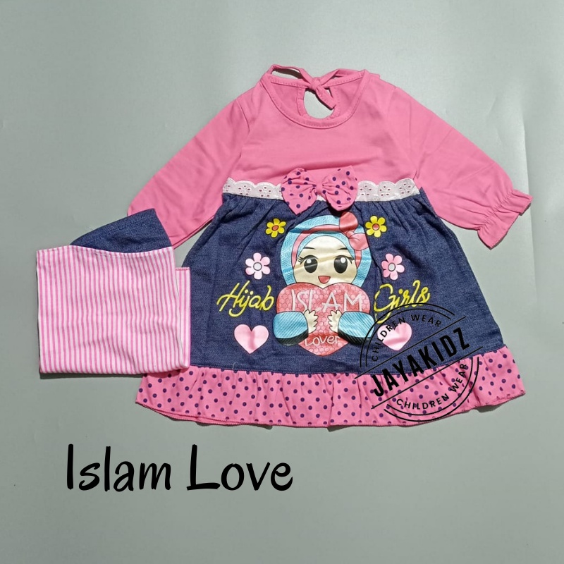 Baju Muslim Gamis Bayi Perempuan Usia Baby Newborn 0 6 12 Bulan - Dress Muslim Anak Bayi Perempuan Lucu 0 6 12 Bulan 1 Tahun Murah-PINK-ISLAM LOVE