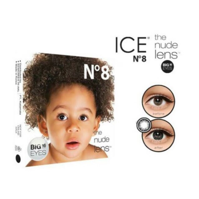 ICE N8 Softlens Black Big Eyes dia 16mm minus dan normal