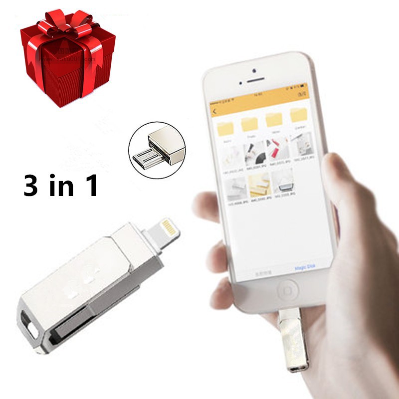 HD i-usb Flash Drive Bahan Metal Tahan for Air untuk iPhone / iPad