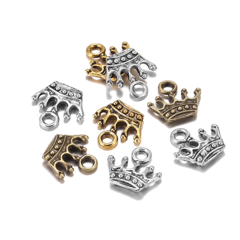 20pcs / Lot Charms Crown Tibet Silver Gold 13x14mm Untuk Membuat Perhiasan Gelang Handmade Diy