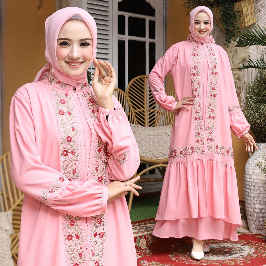 HOPYLOVY - Gamis Wanita Hijab Bermotif Beallin