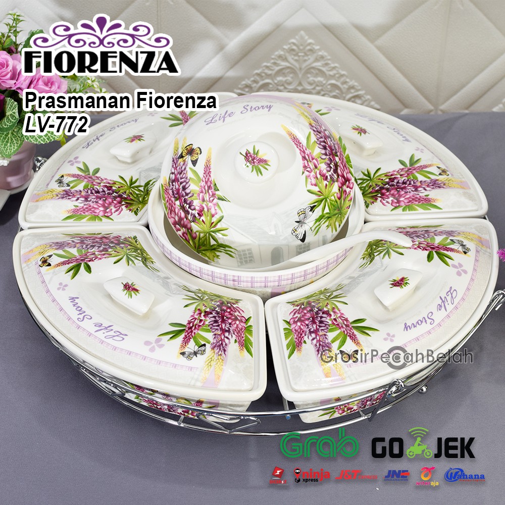 Prasmanan Wadah Saji Casserole Fiorenza Motif Bunga Lavender LV-772