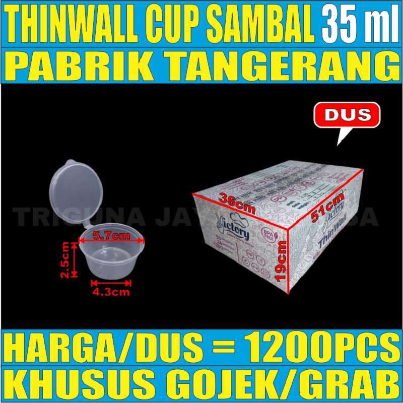 Thinwall Cup 35ml Tempat Sauce Saus Saos Per Dus Container Sambal Sambel Slime Cup Plastik 35 ml