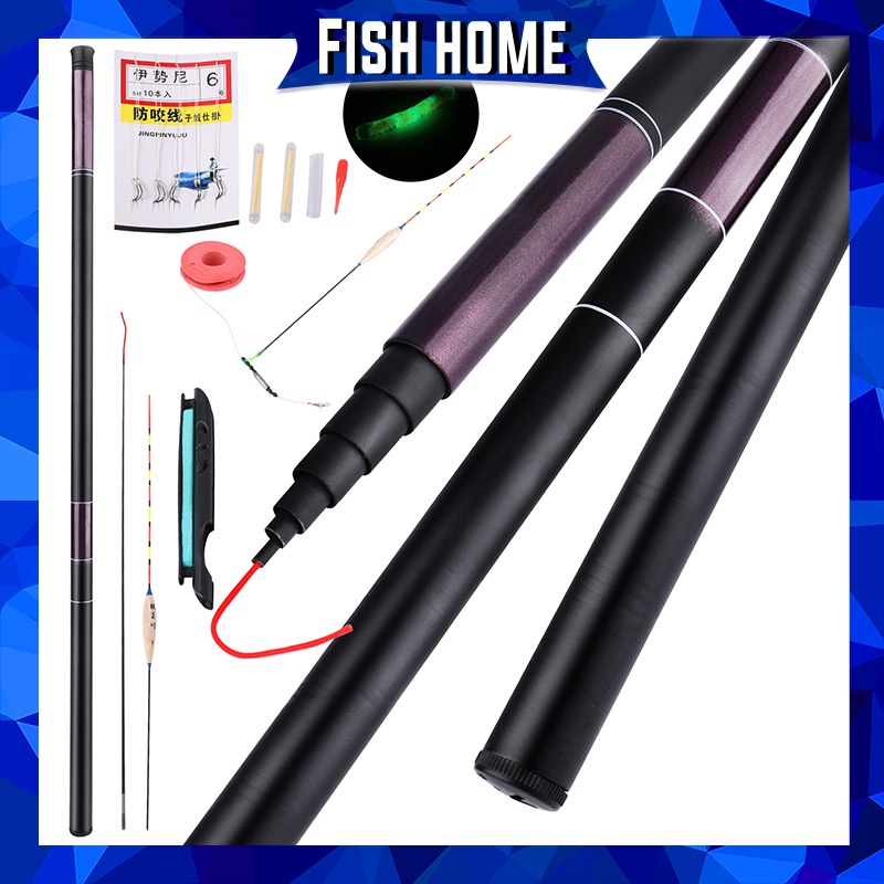 Teleskopis Joran Pancing Joran Kabel Sutet Joran Casting Joran Tegek Super Ringan 2.7M-7.2M Dengan Serat Karbon Tinggi Hitam Portable Stream Fishing Rod 2.7M 3.6M 4.5M 5.4M 6.3M 7.2M Perjalanan Carp Rod untuk Air Tawar