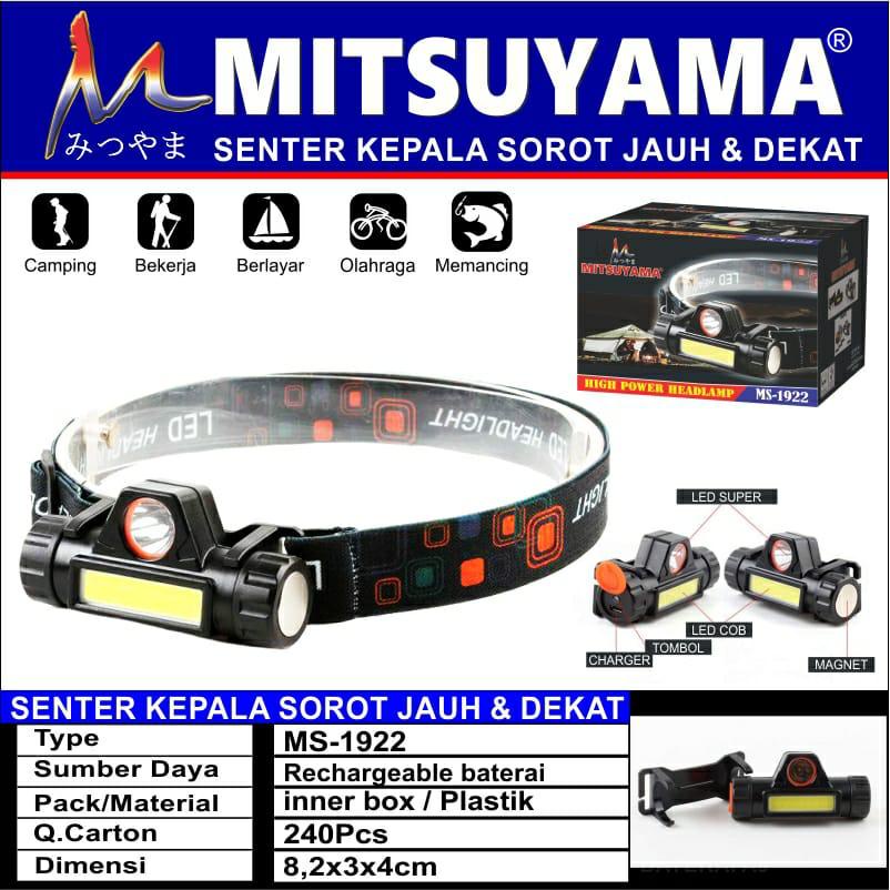 Barangunik2021- Senter Kepala Sorot Jauh Dekat High Power Headlamp Mitsuyama MS-1922/RL-1922