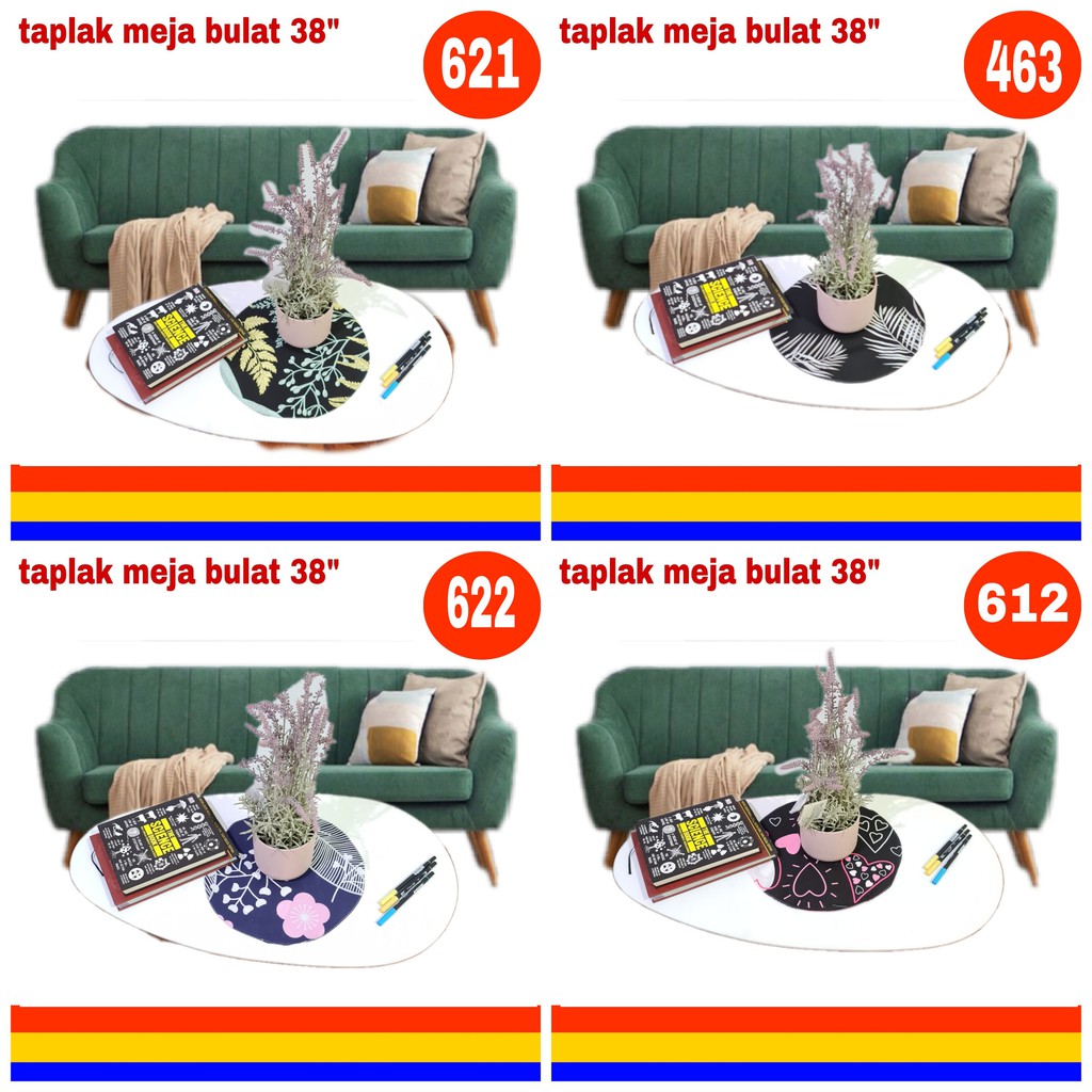 taplak meja atau table runner bulat bolak balik bermotif