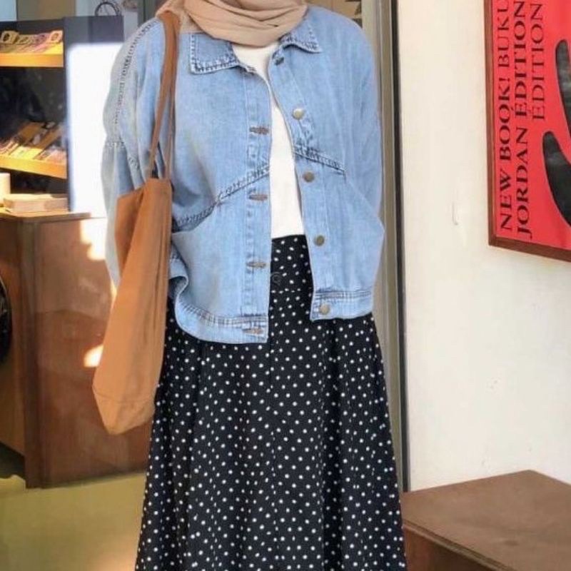 PIONA JAKET JEANS OVERSIZE LENGAN BALON