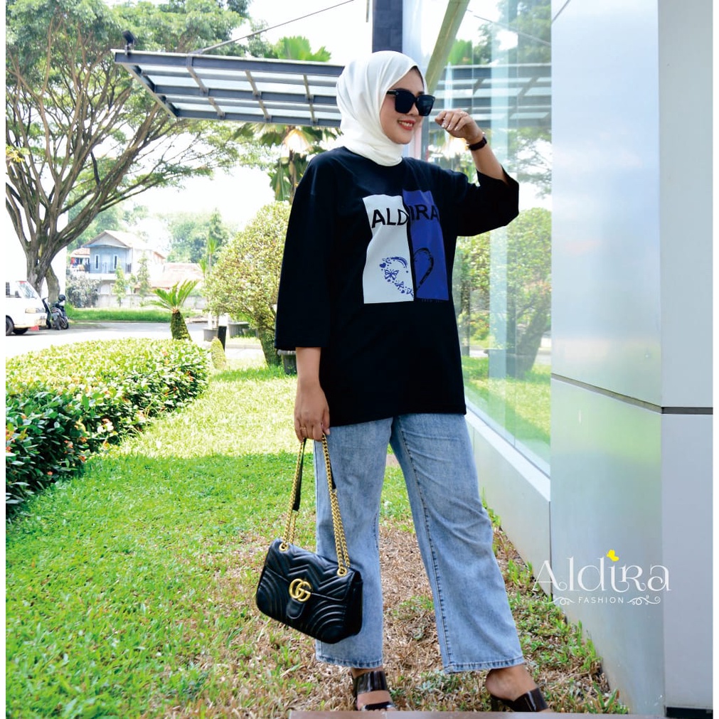Aldira Kaos Oversize Terbaru 2022 / Kaos Oversize Wanita Hijab / Baju Kaos Wanita Kekinian 2021 / Ka