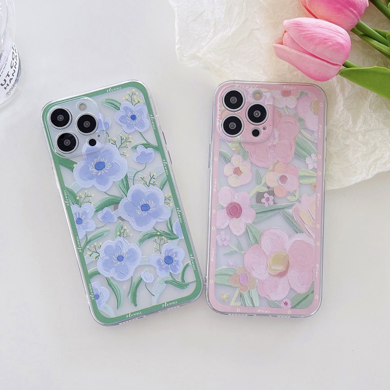pink   blue beautiful flowers soft case hp oppo a3s a96 reno 5 6 4g 7 7z 5g realme 5 6 7 8 9 pro   c