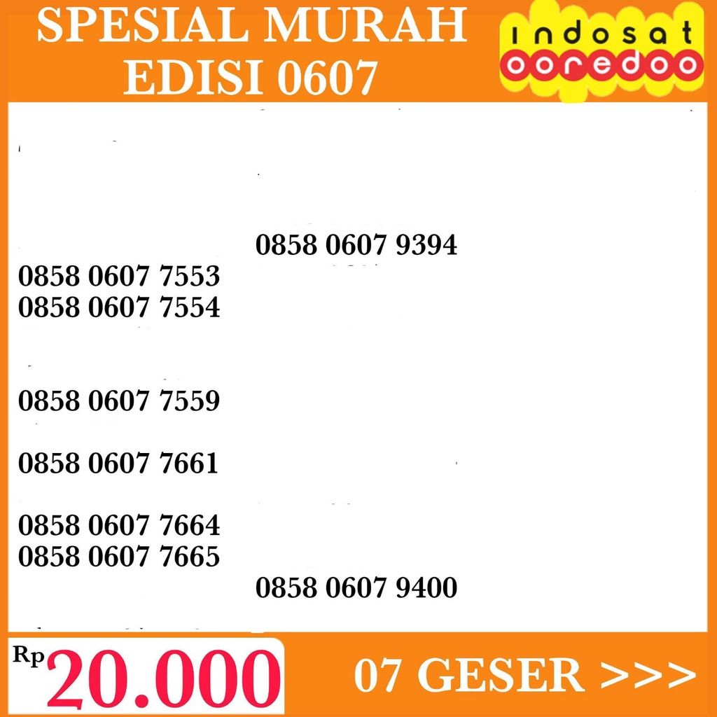 Nomer Cantik Indosat (Triple + double)