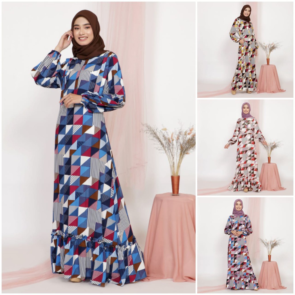 Gamis rayon viscose premium motif abstrak