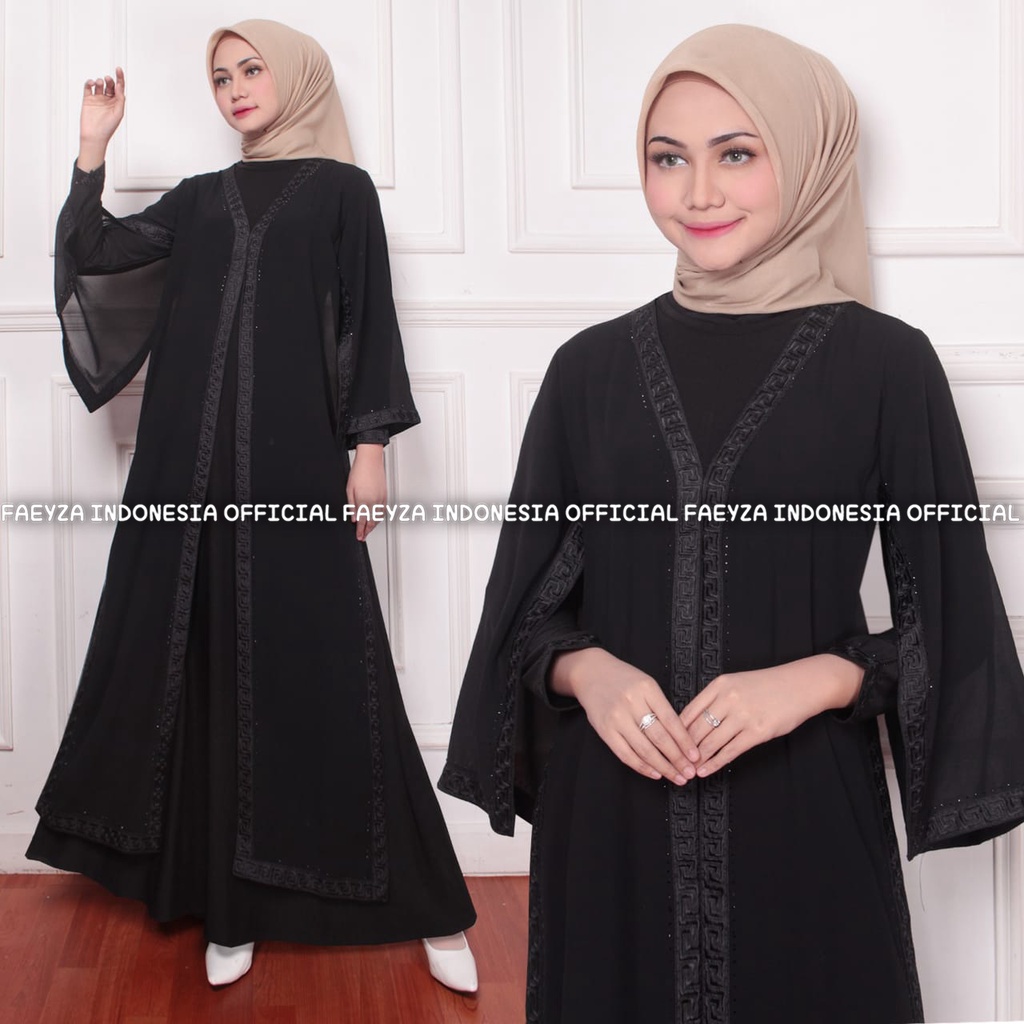 Gamis Turkey 1602 Hawa #253 Bordir Hitam Original Megastore Farzolla 2 Longdress Busana Muslimah