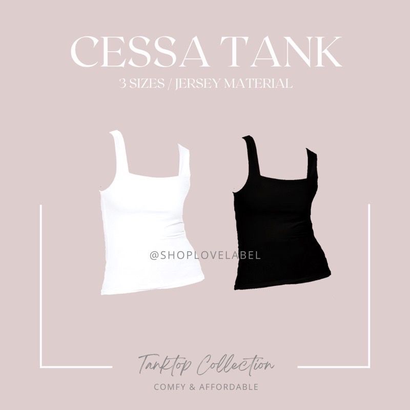Cessa Tanktop Square Kotak Wanita Jersey Tebal Atasan Kamisol-Putih XXL