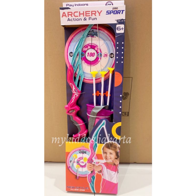 Paso Sport : Archery Pink Girl + 3 Dart + 1 Target / Mainan Panah Anak