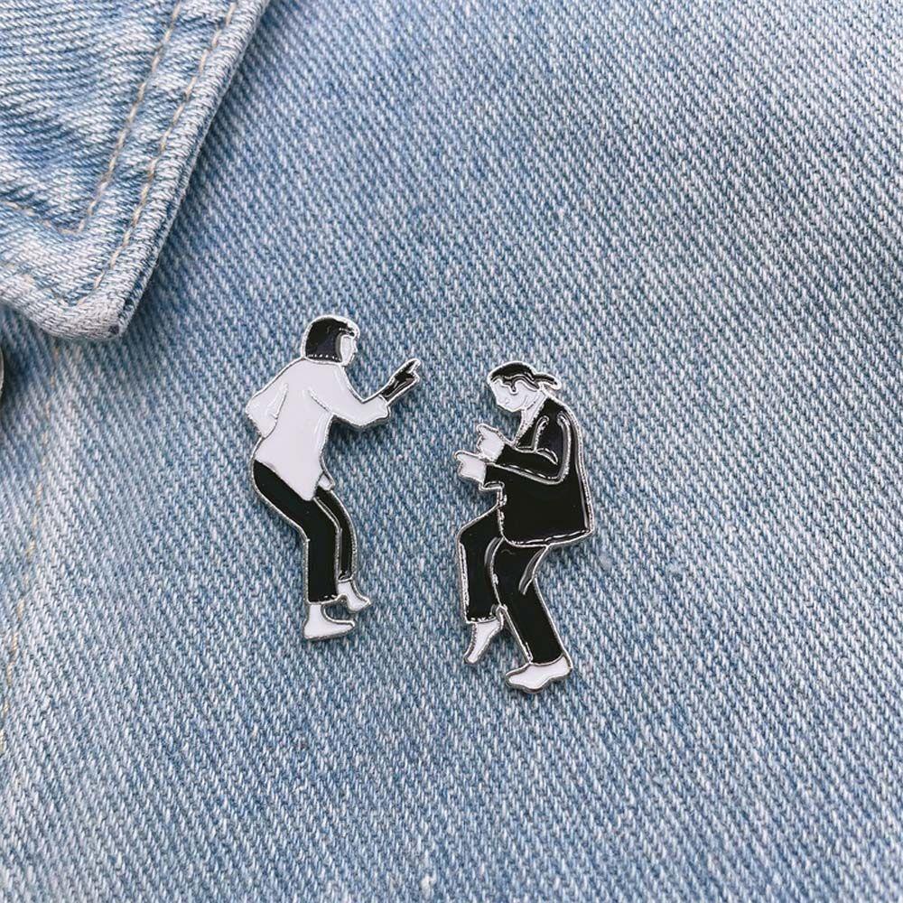 Needway   Lucu Bros Fashion Kartun Perhiasan Aksesoris Pulp Fiction Travel Commemorative Badge Pin Enamel Pin