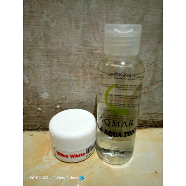 toner aqmar dan cream malam silky white