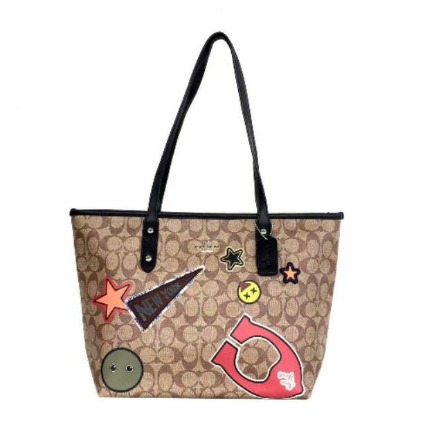 Tas totebag original authentic COACH City Zip Tote Varsity in Signature