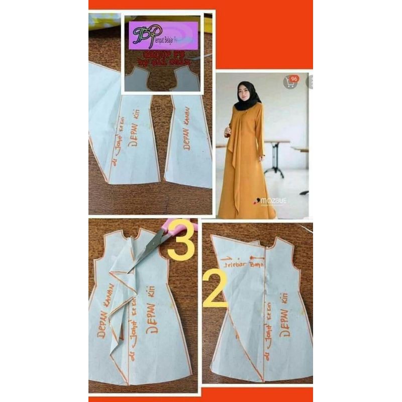 POLA INSTAN GAMIS/POLAJIPLAK/POLA MURAH/POLA DRESS/POLA TERBARU/POLA GAMIS MODERN/aline