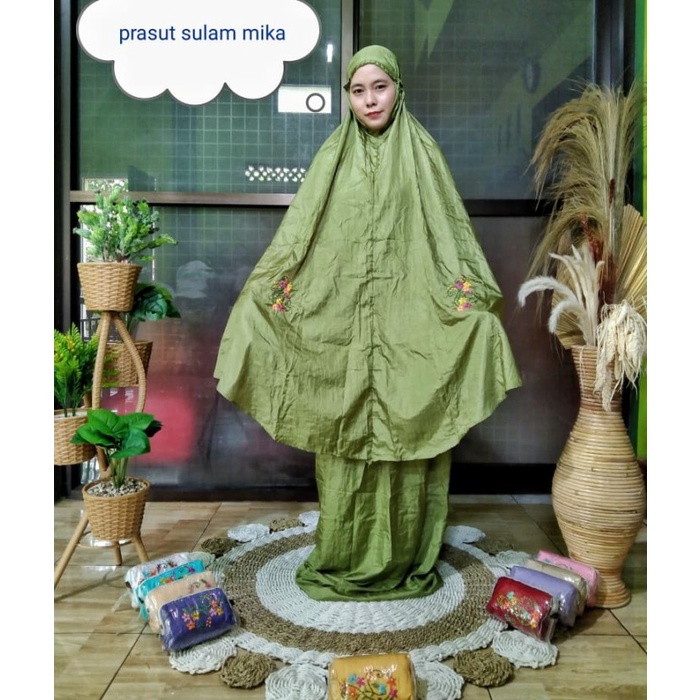 PREMIUM MUKENA DEWASA TRAVELING PARASUT ERIEL TAS MIKA JUMBO ADEM, TEBAL, TIDAK TERAWANG, SULAM