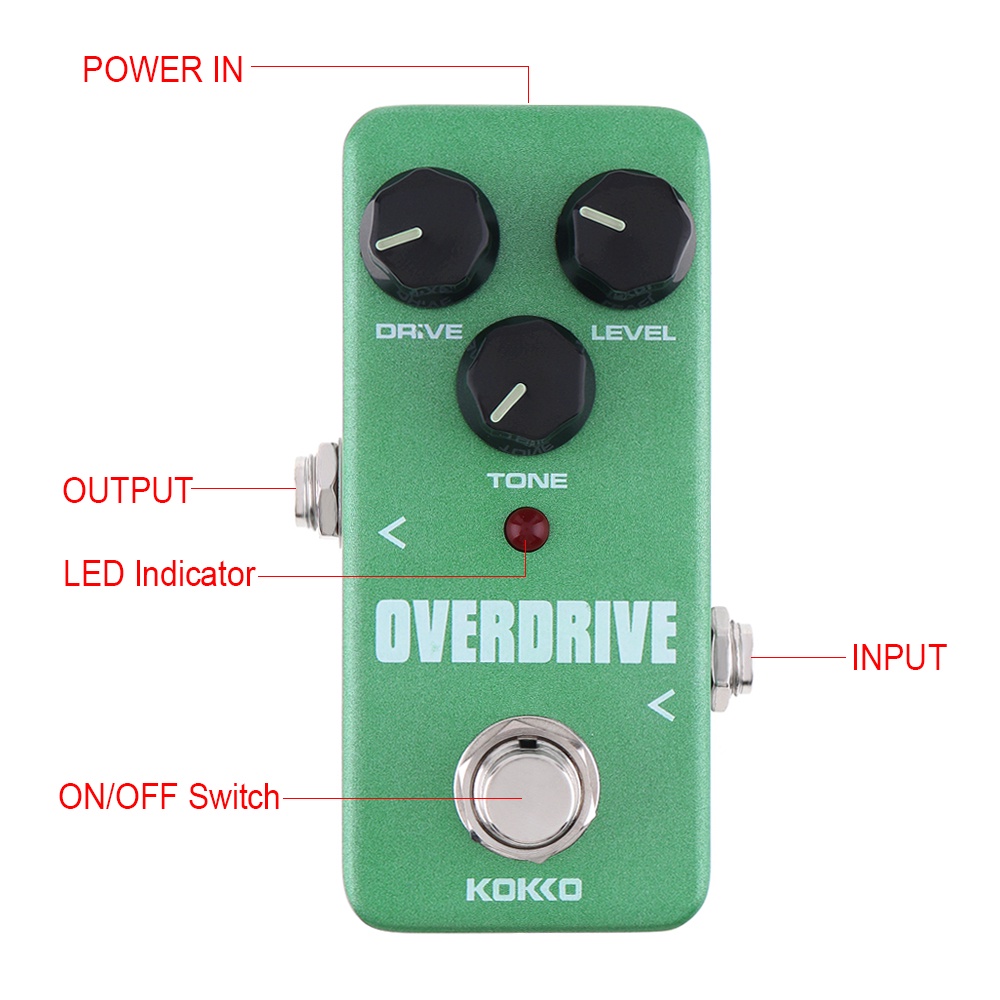 Kokko Pedal Efek Gitar Bass Elektrik Overdrive Delivers Natural Overdrive Sound True Bypass Full Metal