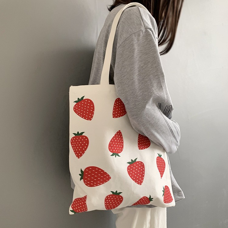 TC-120 tas canvas shoulder bag bahu korea jepang stroberi strawberry