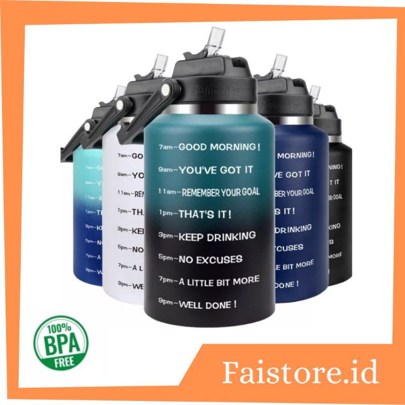 [ORIGINAL] QuiFit botol minum motivasi Stainless steel bpa free