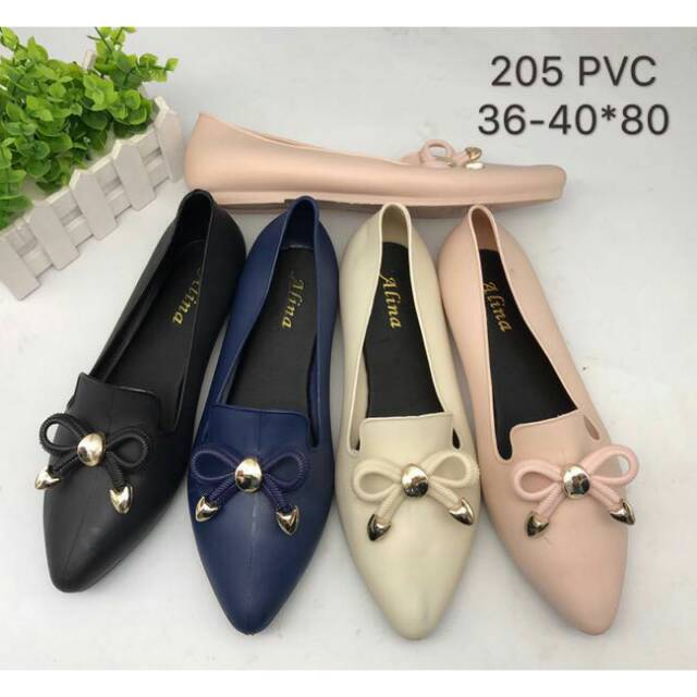 Jelly shoes flat ribbon JJ - 205 pvs alina / sepatu sandal wanita