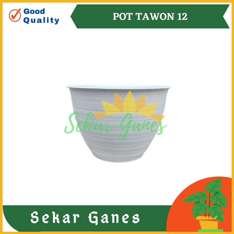 POT TAWON MDN 12 PUTIH MOTIF TAWON - POT PLASTIK 12CM VAS BUNGA TAWON BULAT - bunga AGLONEMA MURAH