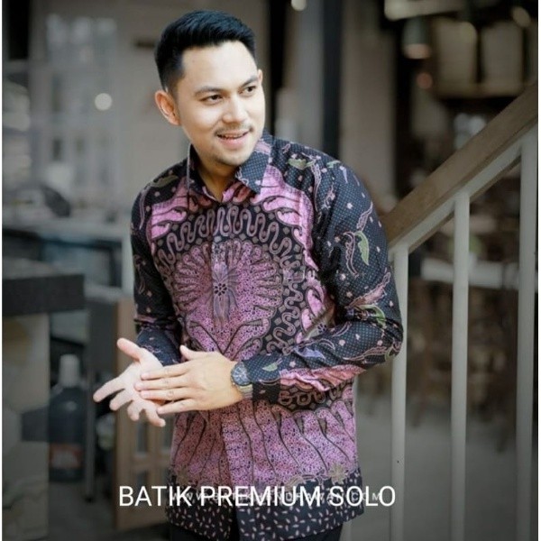 BAJU BATIK PRIA PREMIUM LENGAN PANJANG LAPIS FURING MOTIF PRABU BATIK PINK UNGU