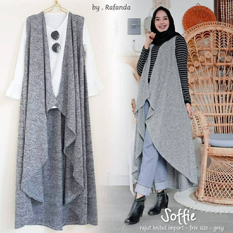 Soffie Vest, VEST RAJUT WANITA JUMBO FIT XXL Ld 100-120 BAHAN RAJUT IMPORT TERMURAH KEKINIAN OOTD SUPER CANTIK TERLARIS