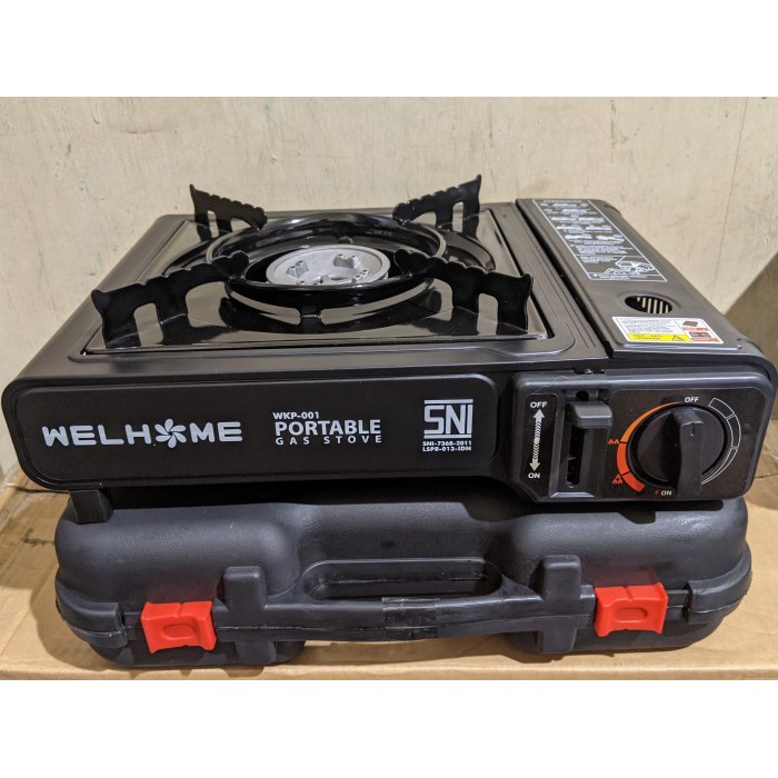 PAKET Kompor Gas Portable Welhome WKP-001 Camping 2 in1 Original + GAS KALENG PROMO