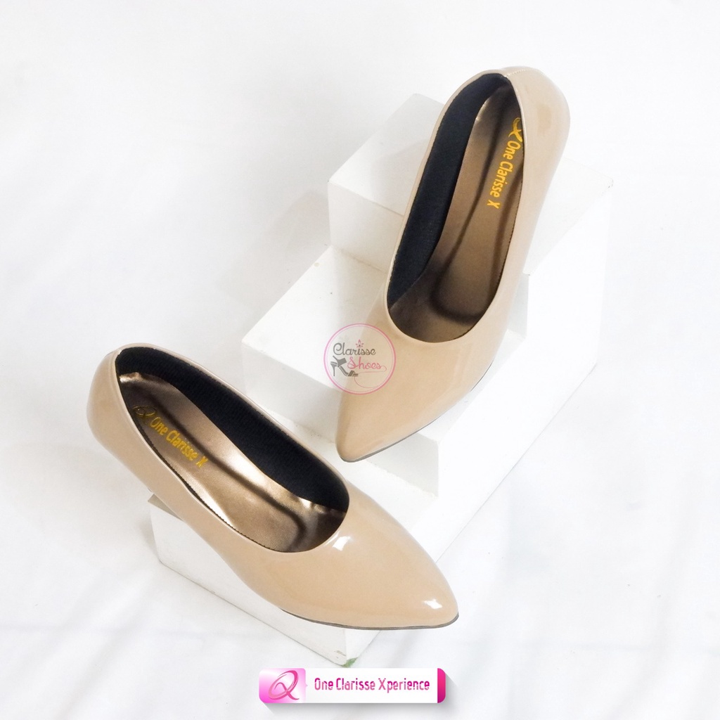 Clarisse PANTOFEL 7CM Hak Pump Wanita Cantik Sepatu Kerja HIGHHEELS Tinggi Highheels Matt Glossy