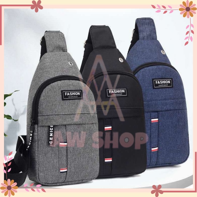 (Cod) Tas Selempang Pria Qiwufy/Qivuey | Sling Bag Earphone Hole