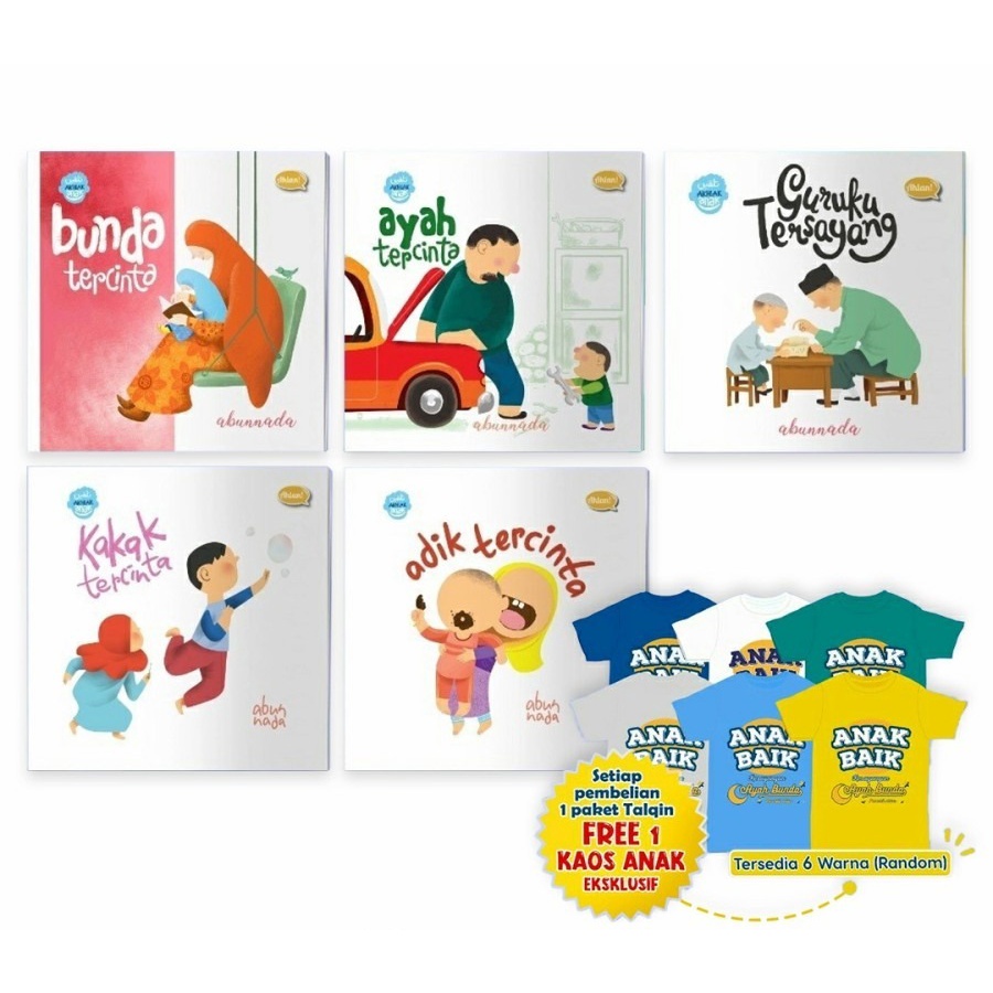 Paket Serial Talqin Akhlak Anak Softcover - Ahlan - 5 Buku free Kaos - ahlan - buku anak murah - ens