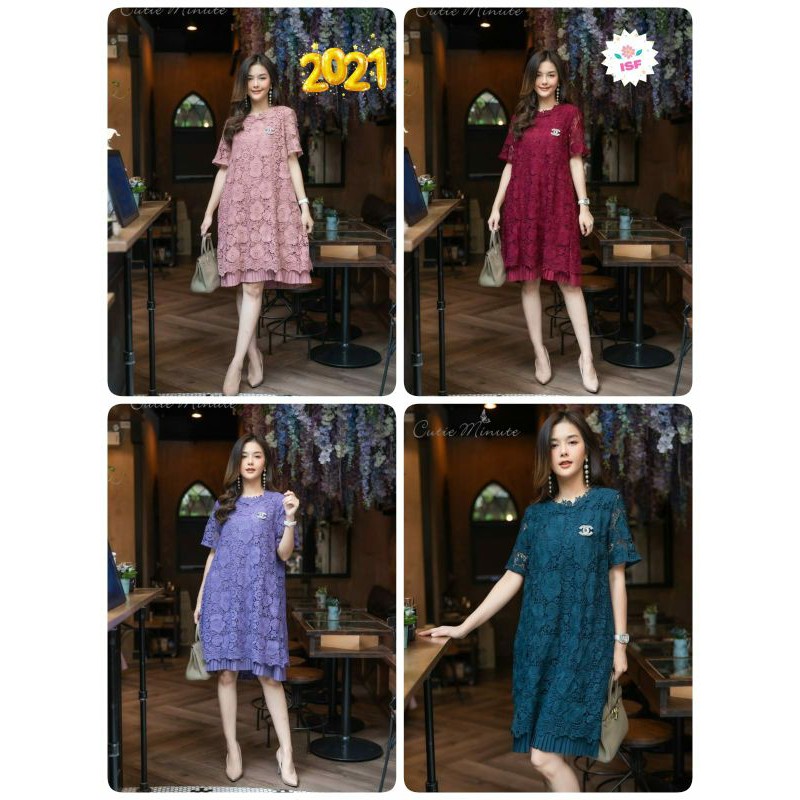 CUTIE MINUTE Dress Full Brokat Import Premiun freesize LD 110 cm