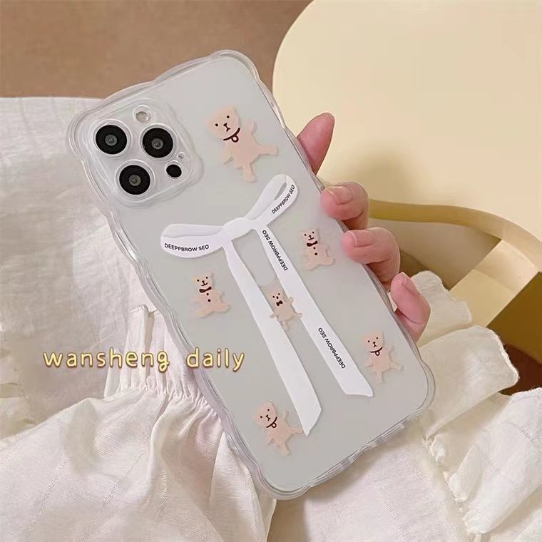 Soft Case Silikon TPU Transparan Motif Beruang Untuk Iphone 12 13 SE 6 6S 7 8 Plus X XS XR 11 Pro Max