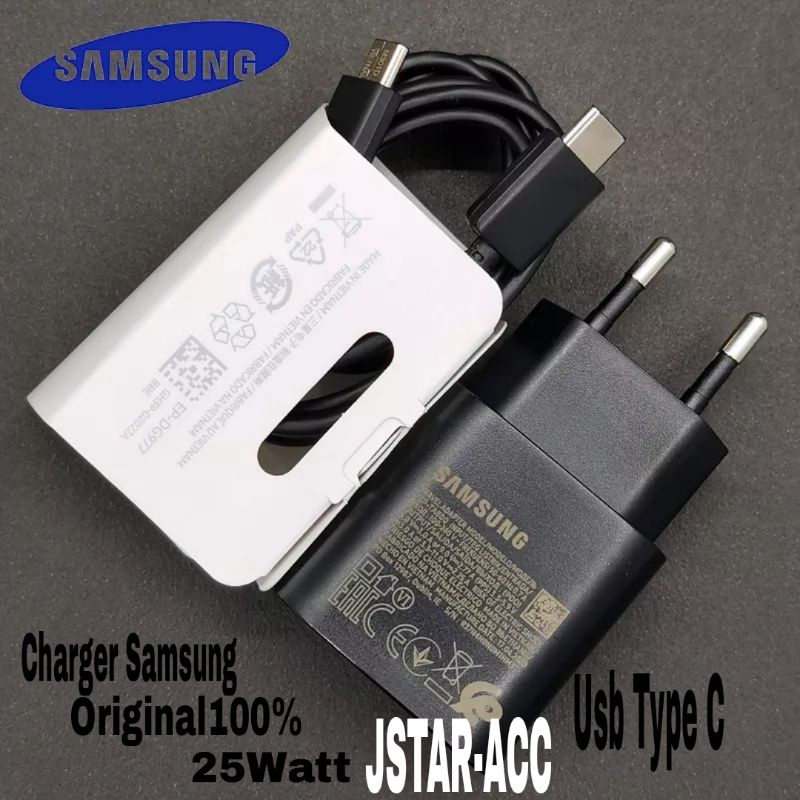 CHARGER ORIGINAL SAMSUNG GALAXY S21 FE 5G SUPER FAST CHARGING 25WATT USB TYPE C TRAVEL CARGER ORI