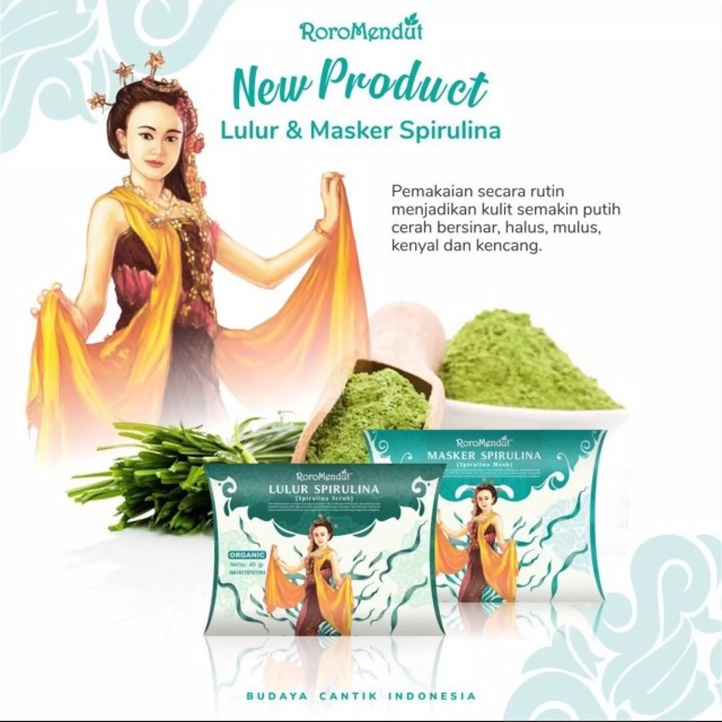 Roro Mendut Masker Spirulina Whitening / Anti Acne / Komedo / Bopeng 20gr &amp; 40gr