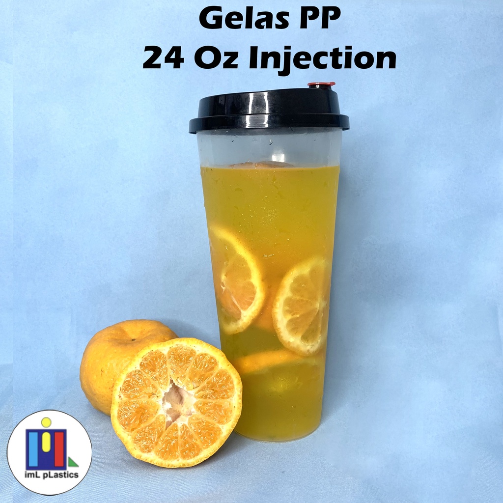 GELAS CUP PP INJECTION / GELAS BOBA / GELAS CHEESE TEA 24 Oz 700ml + Tutup (1 set 25pcs)