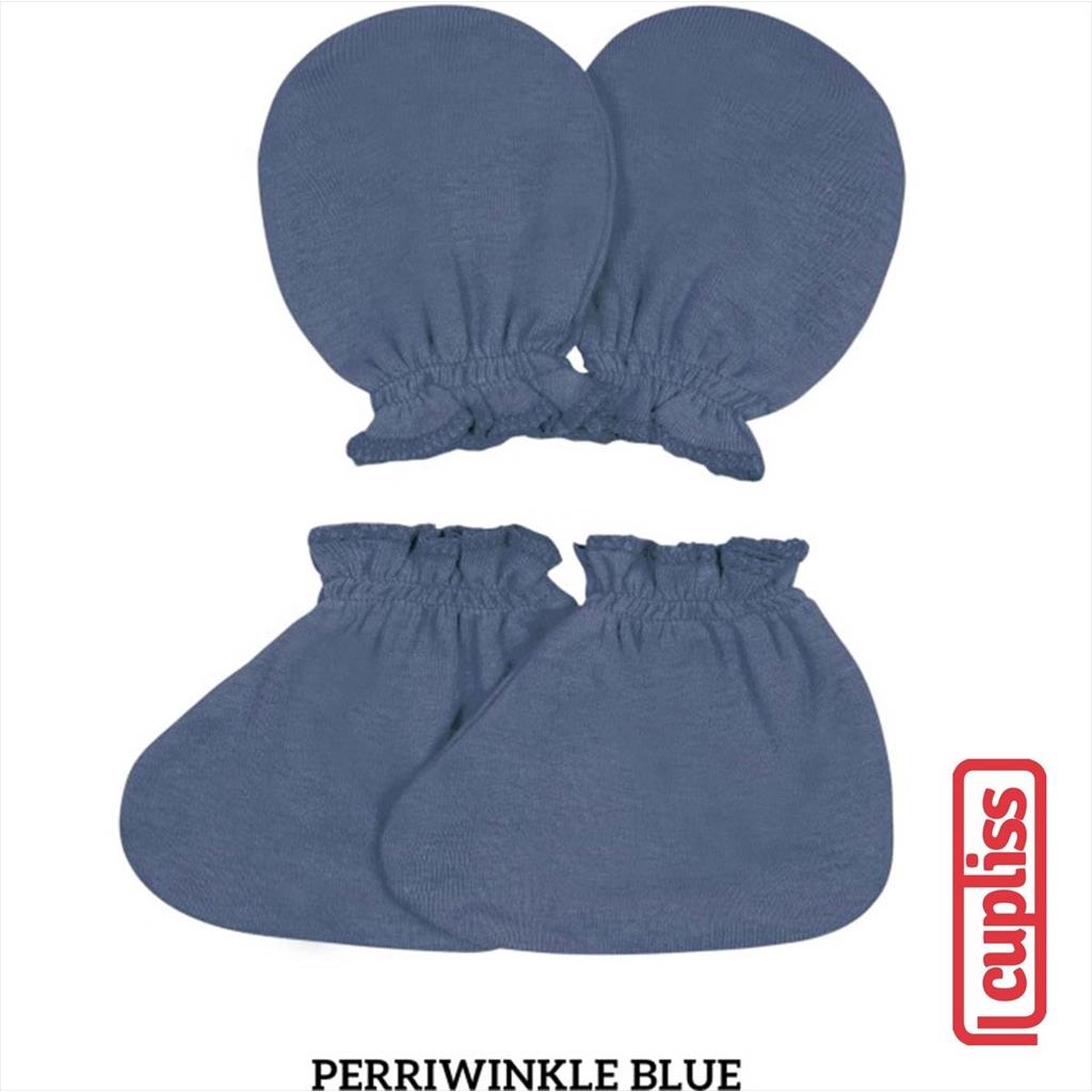 Perriwinkle Blue Palmerhaus Mittens Booties Sarung Tangan Kaki Bayi