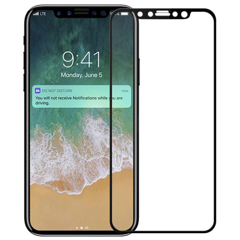 Tempered glass Iphone X Full cover antigores kaca screenguard 5D/ 5 Dimensi black Temperglass