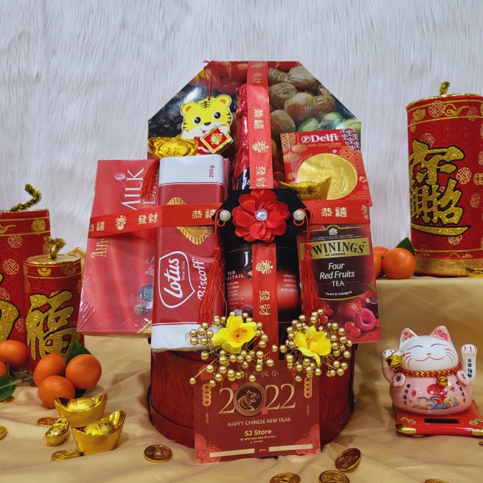 

Paket box dekorasi sakura hampers imlek cny parcel kado kue kering 64