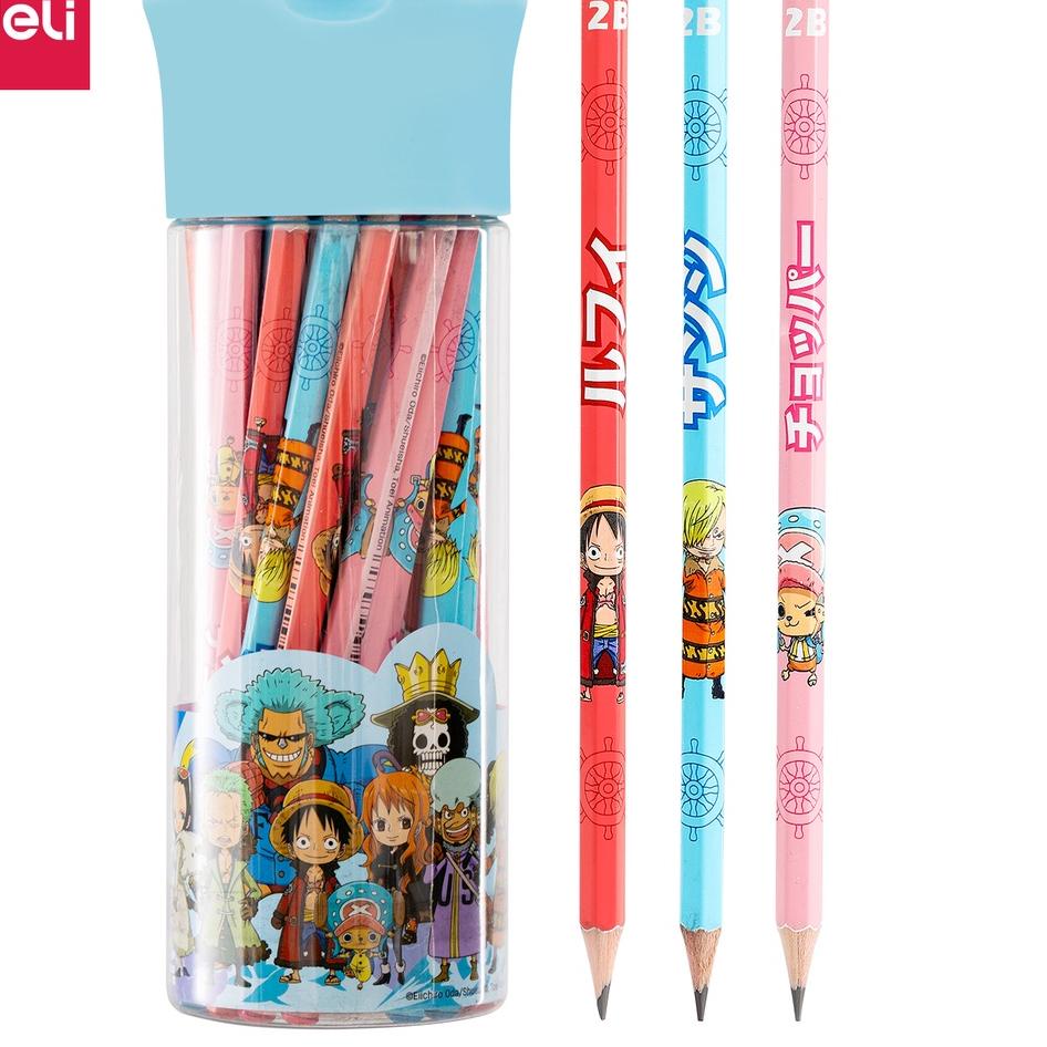 

(XuY➽) Deli One Piece Graphit Pencil / Pensil Kayu Grafit 2B Lucu Kartun One Piece Free Rautan Box / Tube EC02X-2B ||Promo mingguan