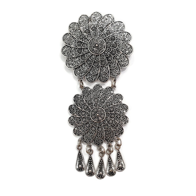 PREMIUM Bros Etnik Kebaya Kutubaru Susun Cantik/Aksesoris Wanita/Bros Tumpuk Tingkat Yogja Jawa Bali-Susun 2 Perak Bakar