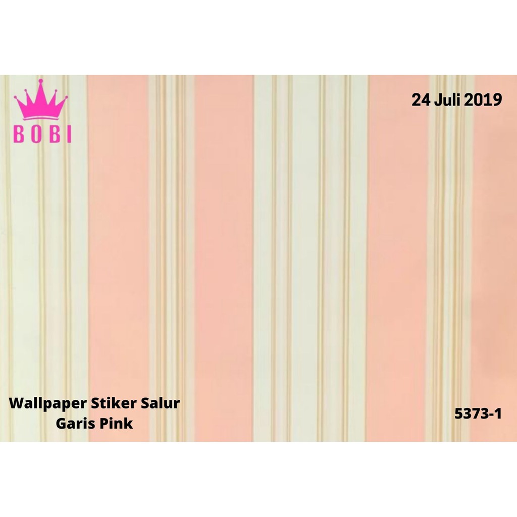 Wallpaper Sticker Motif Garis2 Pink 5373-1 / Wallpaper New 2021 /  Uk.9mx45cm