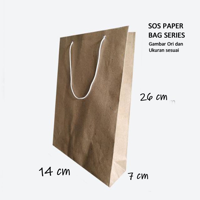 

Paper Bag Souvenir Coklat Polos 26x14x7 cm / Paper Bag Polos Warna Coklat Packing Olshop Murah A4