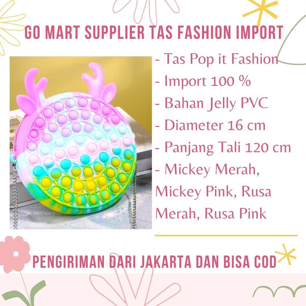 Tas Pop it Anak Import Tas Selempang Pop it Rainbow Makaron Tas Anak Pop it Fidget Toy Mainan Penghilang Stress [JL08]