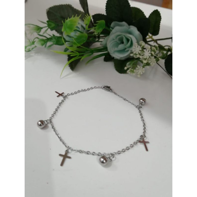 GELANG TANGAN TITANIUM SILVER MOTIF PILIHAN WANITA ANTI KARAT ANTI ALERGI